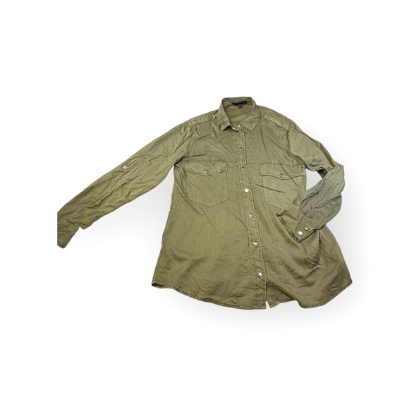 Sanctuary Tops - Sanctuary Olive Green Tencel Utility Shirt Button Down Long Sleeve Size‎ Small